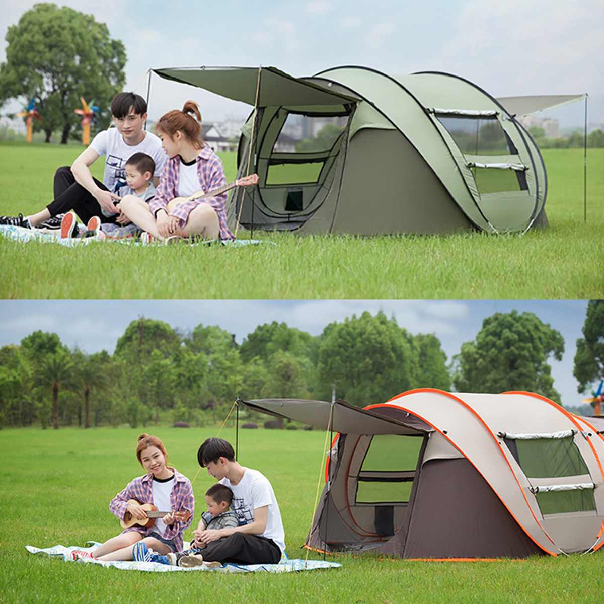 Large Capacity 5 Person Automatic Pop Up Camping Tent