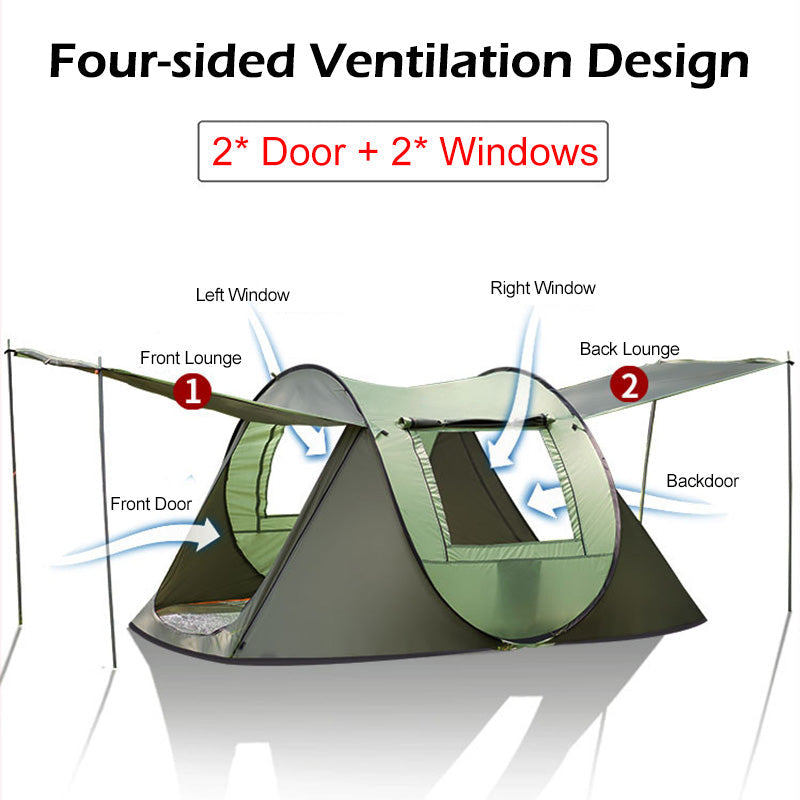 Large Capacity 5 Person Automatic Pop Up Camping Tent